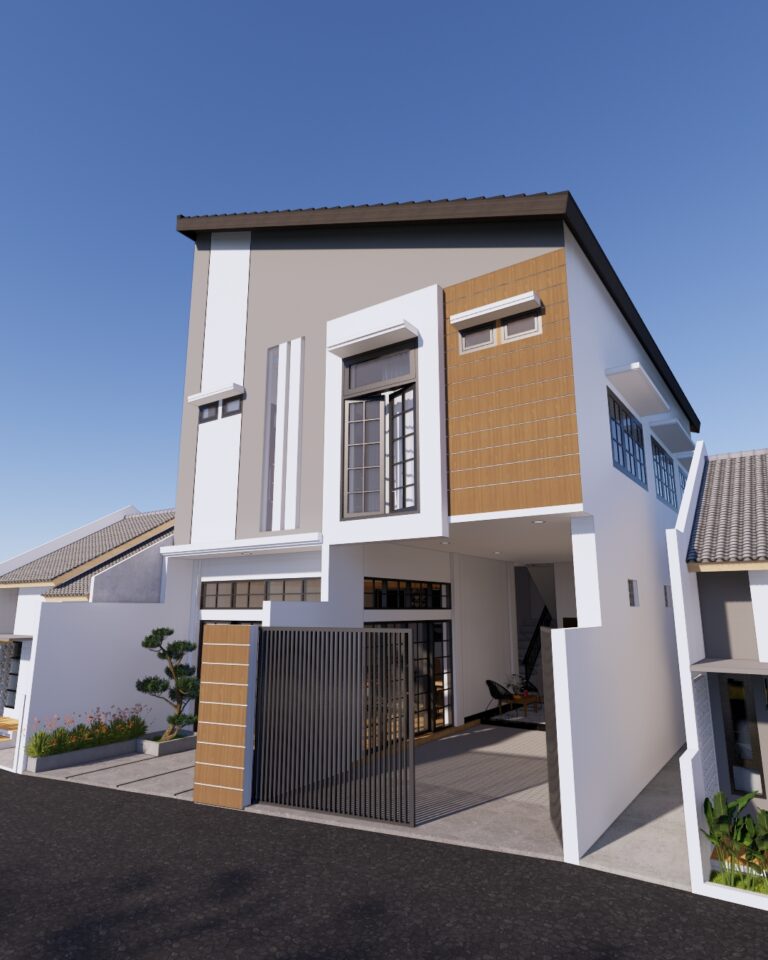 Tampak depan desain kos 10 kamar modern di Solo dekat UNS.